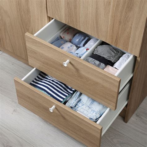 Vilhatten Wardrobe With 2 Doors And 2 Drawers Oak Effect 98x57x190 Cm