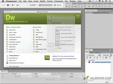 Dreamweaver Cs Dreamweaver Interface Youtube