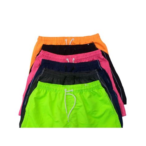 Shorts Plus Size Tactel Liso Roupas Neon Moda Praia Masculino Shopee