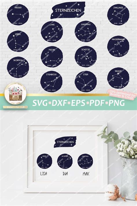 Bundle Plotterdatei Sternzeichen SVG PNG DXF Digistamp Stempel