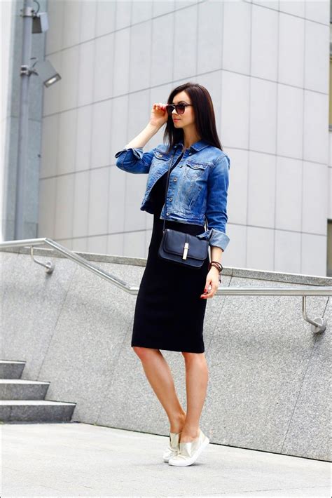 Джинсовая юбка с пиджаком - 81 фото