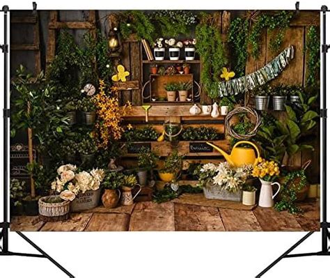 Spring Easter Backdrop For Photography Green Grass Wooden Wall