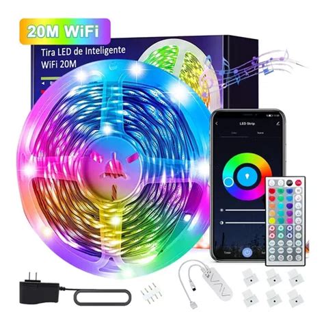 Tiras De Led Rgb Luces Wifi Inteligente Alexa Multicolor 20m Meses