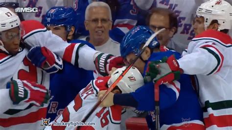 Chris Kreider vs. Kevin Rooney, November 30, 2019 - New York Rangers vs. New Jersey Devils