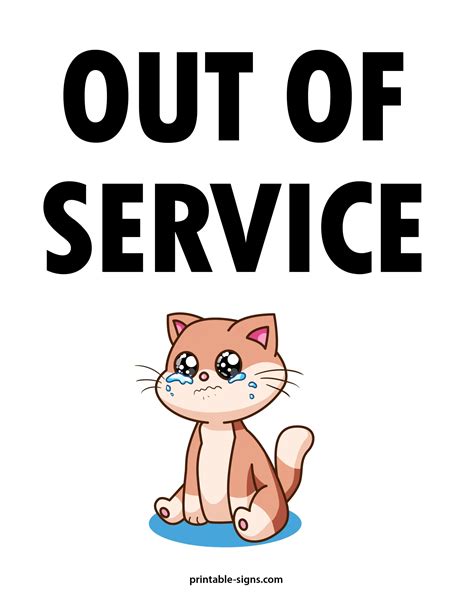 Out of Service Sign Printable - Printable Signs