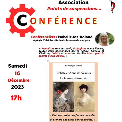 Conf Rence Consacr E Colette Et Anna De Noailles Samedi D Cembre