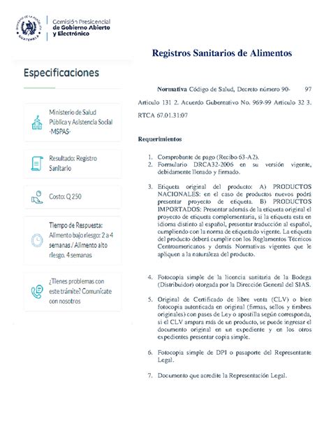 Requisitos Registros Sanitarios Registros Sanitarios De Alimentos