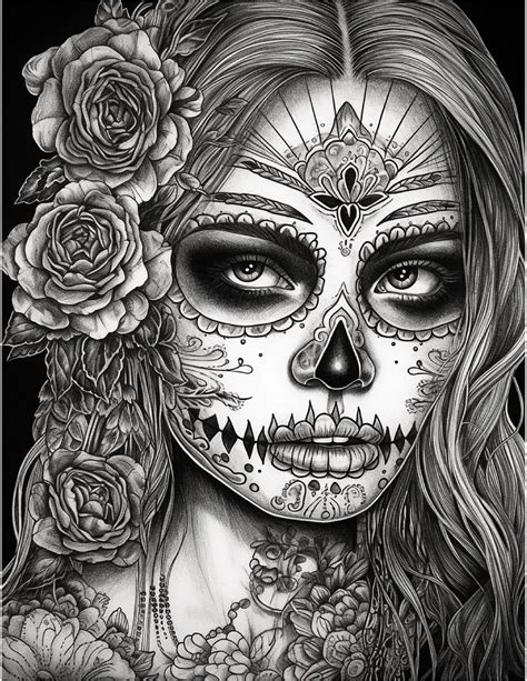 candy skull coloring pages 6