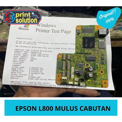 Jual Mainboard Epson L800 Cabutan Like New Shopee Indonesia