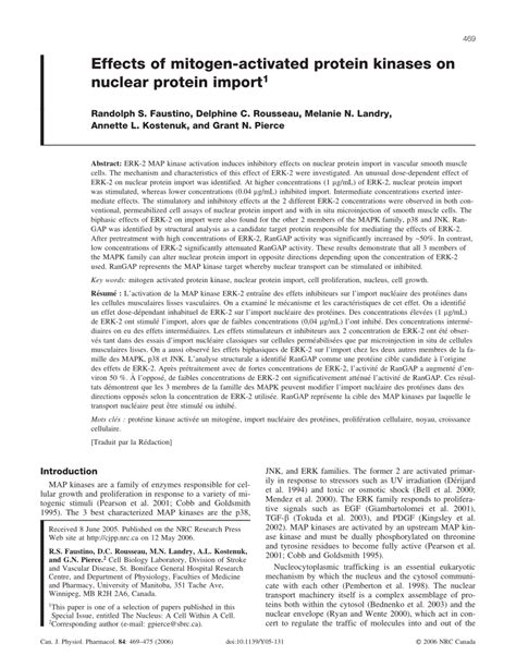 Pdf Effects Of Mitogen Activated Protein Kinases On Nuclear Protein