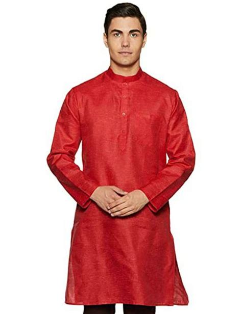 Buy Royal Kurta Mens Red Cotton Straight Kurta Online At Best Prices In