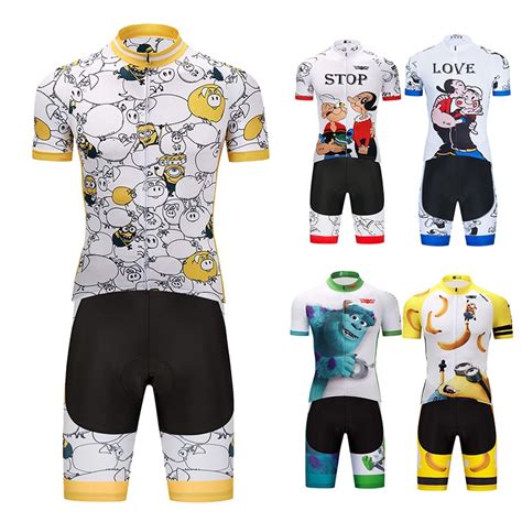 Crossrider Funny Mens Short Sleeve Cycling Jersey Set Cartoon Bike