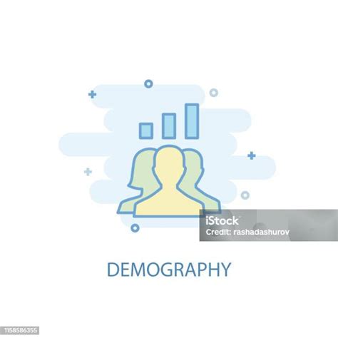 인구 통계 라인 개념 간단한 선 아이콘 컬러 일러스트 인구 통계 기호 평면 디자인입니다 Ui Ux에 사용할 수 있습니다 경영자에