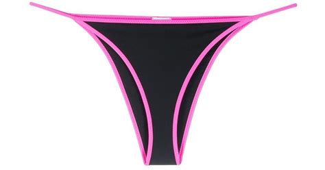 Ganni Two Tone Thong Bikini Bottoms In Purple Lyst