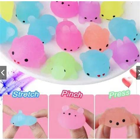 Kit Pcsluminoso Squishy Mochi Bichinho Macio De Apertar Anti