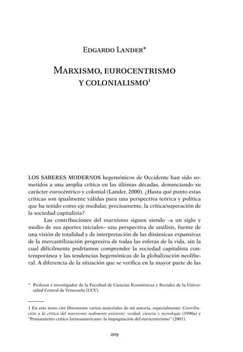 Pdf Marxismo Eurocentrismo Y Colonialismo E Marxismo