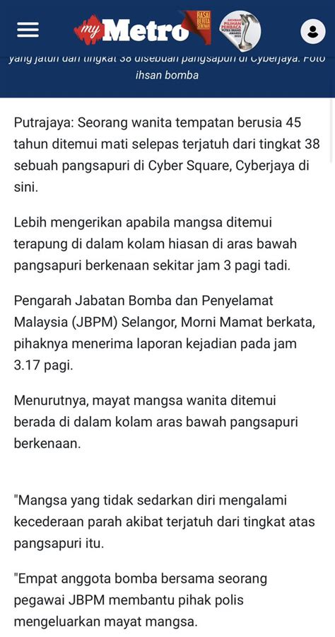 Cyberjaya Info On Twitter Seorang Wanita Tempatan Berusia Tahun