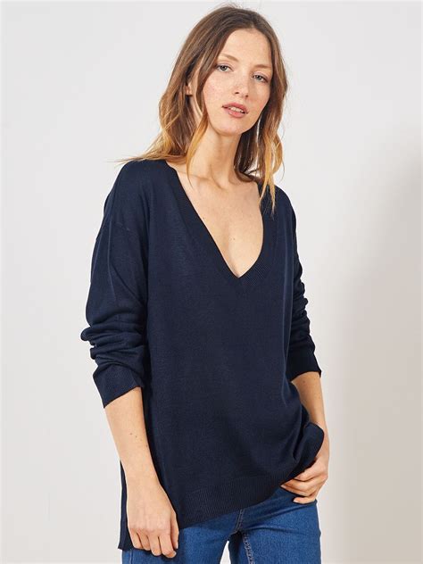 Pull Oversize Col V Bleu Marine Kiabi 10 00