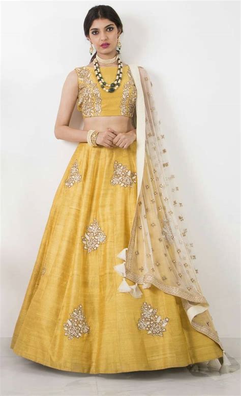 Yellow Silk Embroidered Unstitched Lehenga With Blouse Shivam