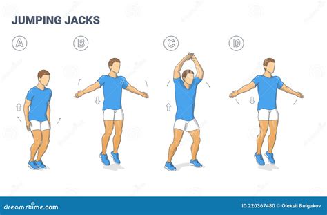 Guy Doing Jumping Jacks Home Workout Exercise Diagram. Athletic Man ...