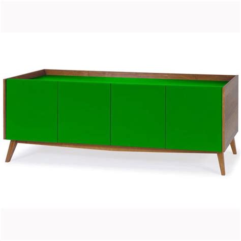 Buffet 4 Portas Retrô Novita Maxima Nogal Branco Verde Limão Buffet e