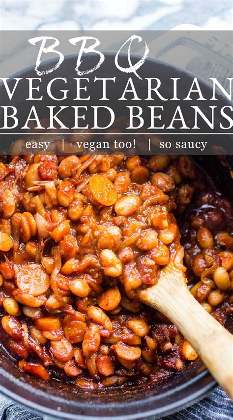 Smoky Vegetarian Bbq Baked Beans Are Slow Cooked Saucy And Spicy Make