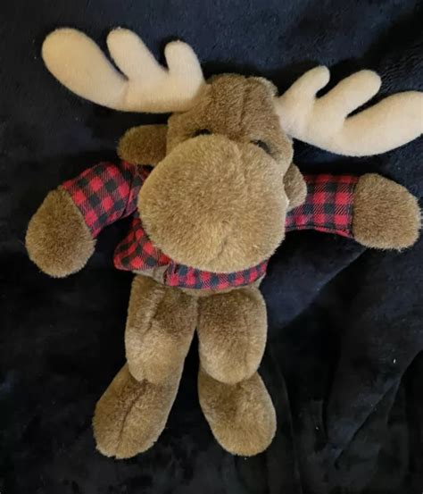 Creature Comforts Moose Plush Stuffed Animal Brown Red Plaid Shirt Hat