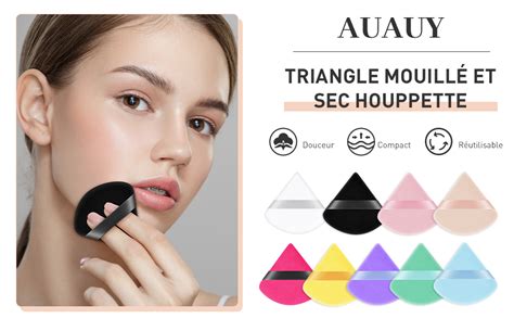 AUAUY 6 Pièces Bouffées de Maquillage en Coton Triangle Poudre Minérale