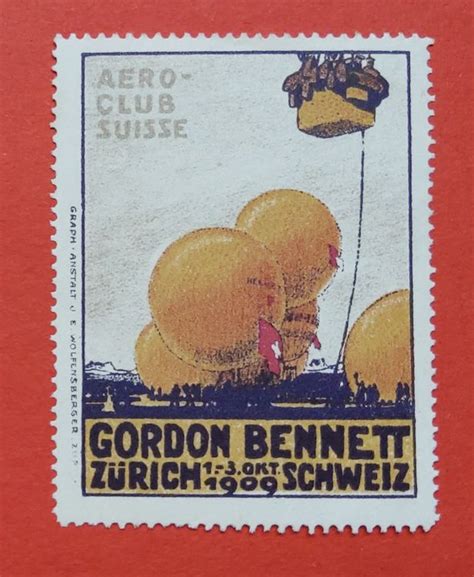 Alte Vignette Aero Club Suisse Gordon Bennett Zürich 1909 Kaufen auf