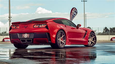 Image Chevrolet Corvette C7 Red Auto Back View 2560x1440