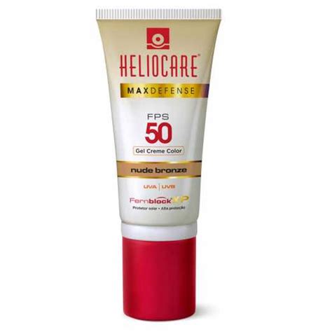 Protetor Solar Gel Creme Color Heliocare Max Defense Nude Bronze FPS g Farmácia Real