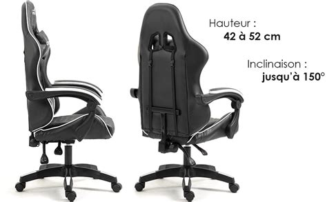 Amstrad Ultimate BK Ice Fauteuil Chaise De Bureau Gamer Coloris Noir