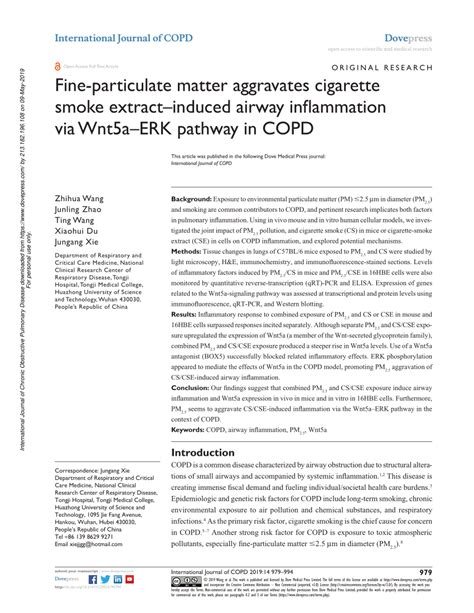 PDF Fine Particulate Matter Aggravates Cigarette Smoke Extract