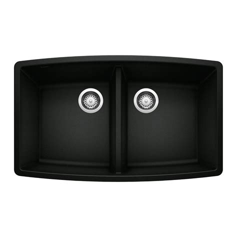 Blanco Performa Silgranit 33 In Coal Black Undermount 5050 Double