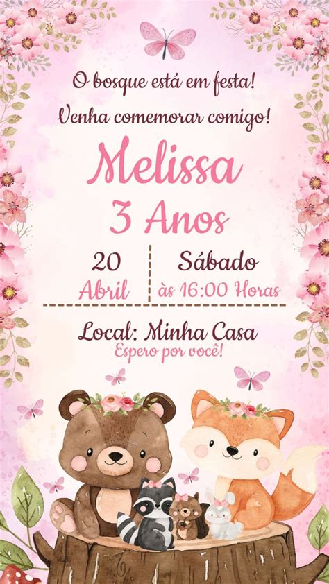 Invitaci N De Cumplea Os Del Bosque Encantado In Baby Shower