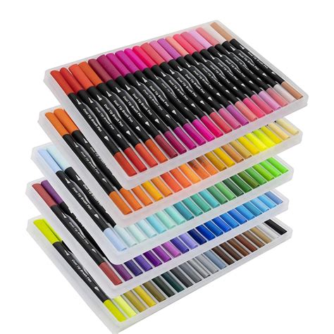 Buy Colouring Pens, 100 Colors Dual Tip Brush Pens Art watercolor, Fineliner,Drawing,sketching ...