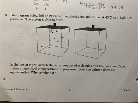 The Diagram Below Left Shows A Box Containing Gas Molecules At 45 Degrees Celsius And 1 25 Atm