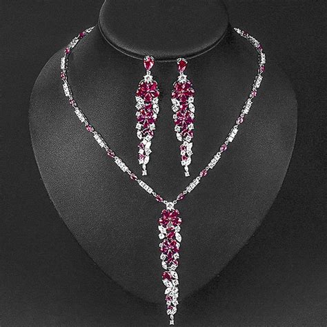 Bridal Jewerly In Wedding Necklace And Earrring Set In Jw3045 Lacedesign Cubic Zirconia