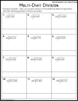 Multi Digit Division Worksheet Activity Ns By Mrs E Teaches Math