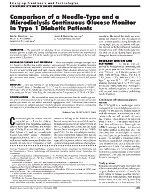 Fillable Online Care Diabetesjournals Comparison Of A Needle Type And A