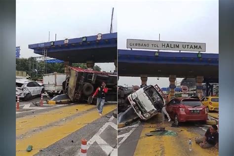 Kecelakaan Beruntun Libatkan Lima Mobil Di Gerbang Tol Halim Utama