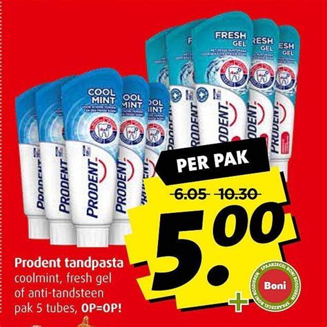 Prodent Tandpasta Coolmint Fresh Gel Of Anti Tandsteen Pak 5 Tubes Op