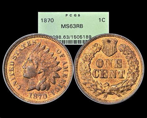 1870 1C Indian Cent Shallow N Reverse PCGS MS63RB Old Green Holder