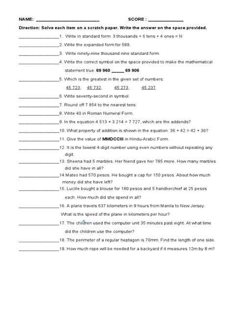 Math Quiz Grade 3 Pdf Mathematics