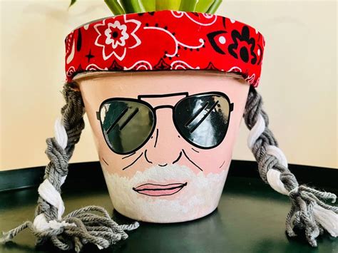 Willie Nelson Face Country Music Fan Plant Pot Head 6 Inch Etsy