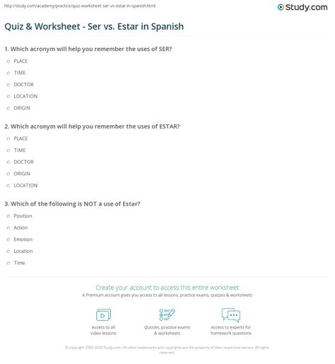 Ser Vs Estar Worksheet And Answer Key Printable Calendars At A Glance