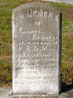 Earnest Peterson 1893 1896 Mémorial Find a Grave