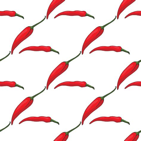 Seamless Pattern Of Hot Chili Peppers On White Background Endless Background For Your Design