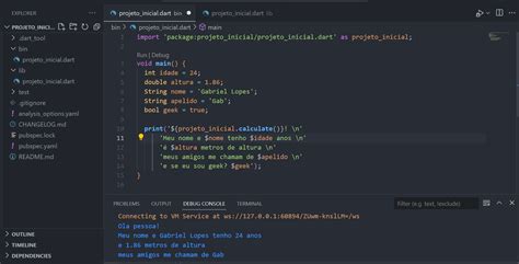 Atividade Utilizando O Vscode Dart Criando E Manipulando Vari Veis E