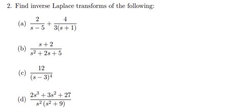 Solved Find Inverse Laplace Transforms Of The